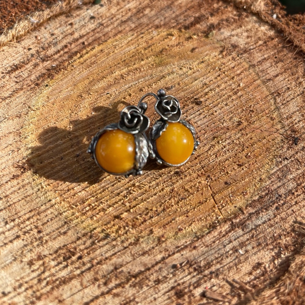 Amber 925 Sterling Silver earrings